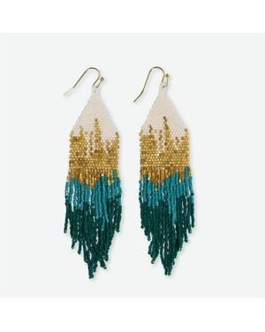 INK+ALLOY Claire Ombre Luxe Beaded Fringe Earrings - White