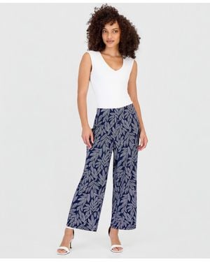 Anne Klein Essentials Petite Printed High Rise Pull-on Pants - Blue