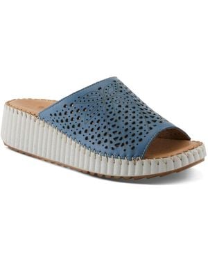 Spring Step Rhydian Slip-on Leather Wedge Sandals - Blue