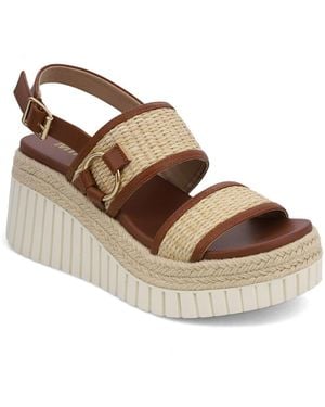 MIA Leopard-print Wedge Heel Sandals - Brown