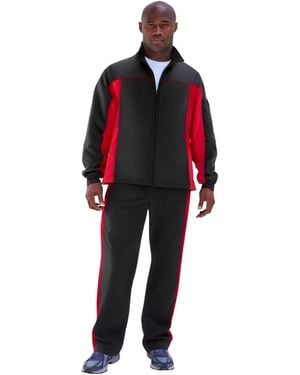 Kingsize Big & Tall Long Sleeve Colorblock Tracksuit - Red