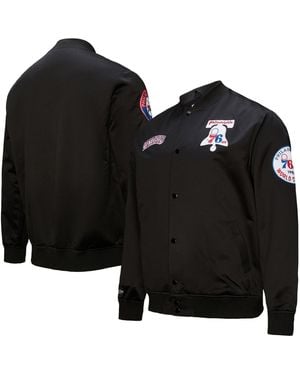Mitchell & Ness Philadelphia 76ers Hardwood Classics Out Collection Satin Full-zip Jacket - Black