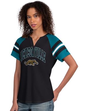 Starter Jacksonville Jaguars Game On Notch Neck Raglan Cotton-blend T-shirt - Blue