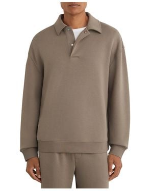 Reiss Brooks Premium Interlock Relaxed Polo Sweatshirt - Brown