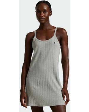 Polo Ralph Lauren Round Neck Cotton Cami Slip Dress - Gray