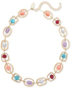 Style & Co. Gold-tone Mixed Stone Orbital Collar Necklace - Multicolor