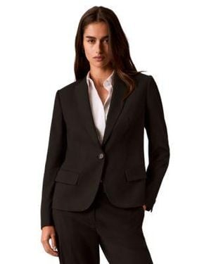 Calvin Klein One Button Peak Lapel Blazer - Black