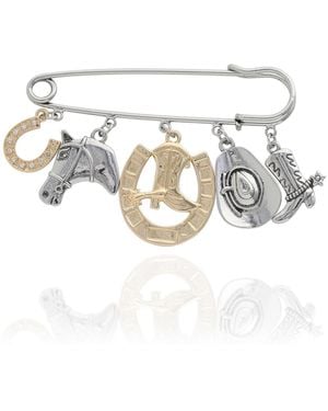 Jessica Simpson Mixed Metal Rodeo Charm Safety Pin Brooch - White