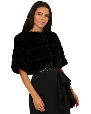 Adrianna Papell Faux Fur Bolero Jacket - Black