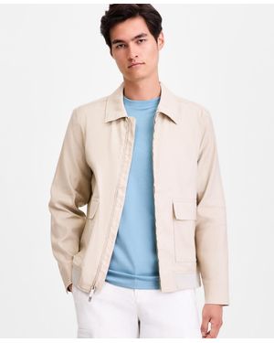 Alfani Linen-blend Tech Bomber Jacket - White
