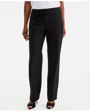 Kasper Washable Bi-stretch Mid-rise Fly-front Straight Pants - Black