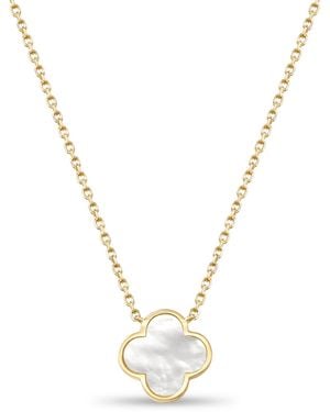 DEVATA Mother Of Pearl Clover Chain Necklace - Metallic