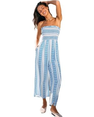 CUPSHE Tulum Tide Floral Jumpsuit - Blue