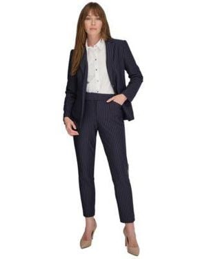 Tommy Hilfiger Pinstriped Blazer Puff Print Shirt Pants - Blue