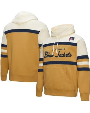 Mitchell & Ness Gold/cream Columbus Blue Jackets Head Coach Pullover Hoodie - Multicolor