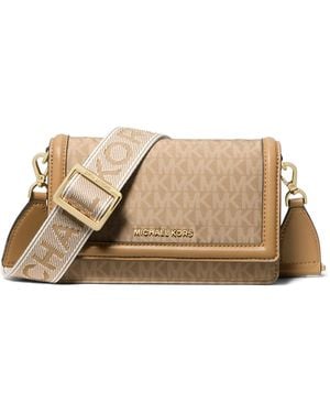 Michael Kors Michael Jet Set Small Logo Nylon Crossbody - Natural