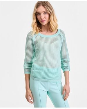 INC International Concepts Open Weave Boat-neck Sweater - Blue