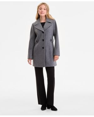 Anne Klein Single-breasted Notched-collar Peacoat - Gray