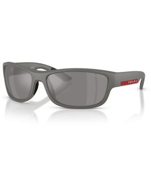 Prada Linea Rossa Polarized Mirrored Rectangle Sunglasses Ps C04s - Gray