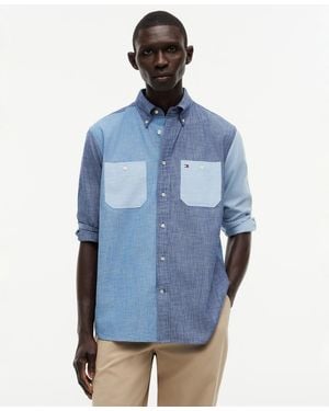 Tommy Hilfiger Chambray Blocking Long-sleeve Shirt - Blue