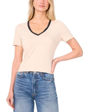 SAM & JESS V-neck Ribbon-trim Top - Blue
