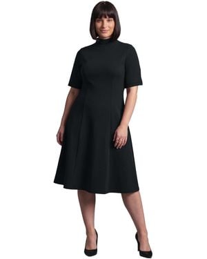 Avenue Ponte Fit And Flare Dress - Black