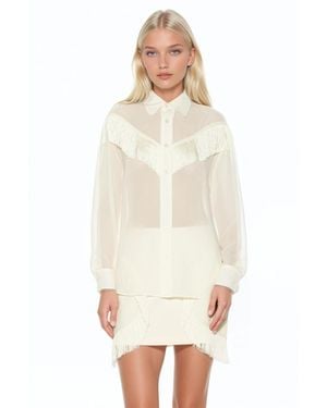 Alexia Admor Kairos Oversized Fringe Shirt - White