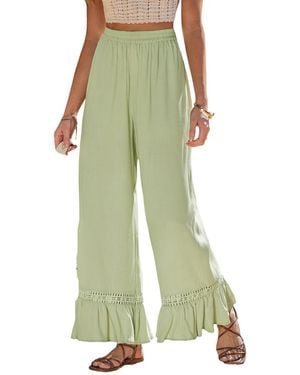 CUPSHE Mint Breeze Crochet Trim Pants - Green