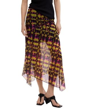 Desigual Asymmetrical Printed Skirt, Polyester - Green
