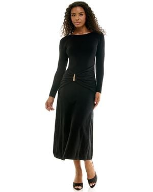 Invitee Boatneck Midi Drop-waist Sweater Dress - Black