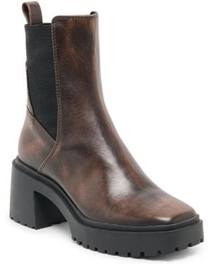 Dolce Vita Grizly Wide Width Lug Sole Chelsea Booties - Brown