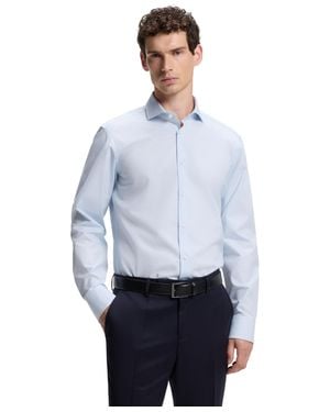 BOSS Boss By Structured Cotton Regular-fit Dress Shirt - Blue