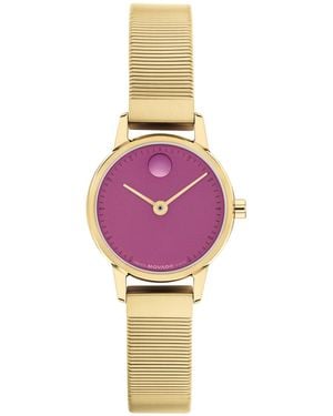 Movado Baby Face Swiss Quartz Ionic Plated Light Yellow Steel Watch 22.50mm - Pink