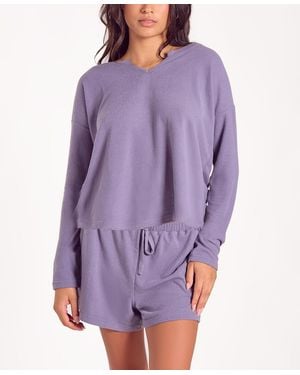 iCollection Baby Waffle Stretch Knit Short Sleeve Pajama Set - Purple