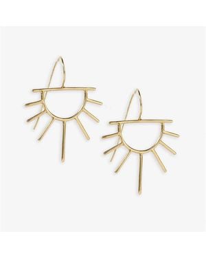 INK+ALLOY Brass Half Sun Threaded Earrings 2" - White