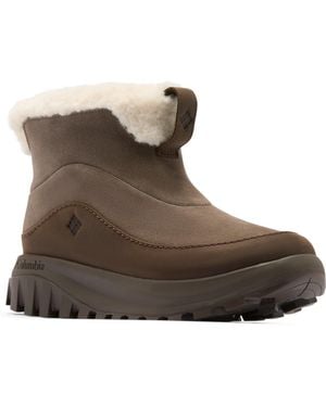 Columbia Water Resistant Suede Shearling Lined Snowtrot Ease Slip-on Booties - Brown
