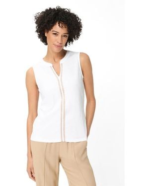 Olsen Embroidered Sleeveless Shell - White