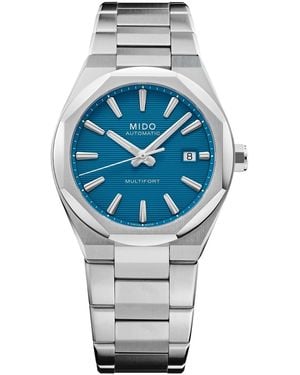 MIDO Swiss Automatic Multifort 8 One Crown Water-resistant Silver-tone Stainless Steel Watch - Gray