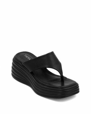 Therapy Australia Frame Square Toe Wedge Sandal - Black