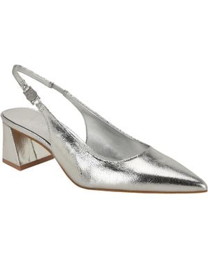 Guess Sinya Leather Block Heel Slingback Pumps - White