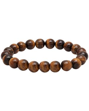 Steeltime Genunie Tiger Eye Stone Beaded Bracelet - Brown