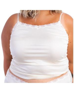 Uwila Warrior Plus Size Silk Lace Camisole - White