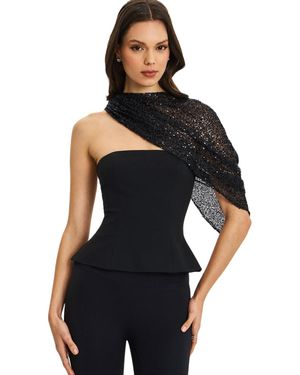 Miss Circle Quinette Peplum Top - Black