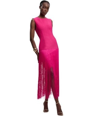 Karen Millen Form Fit Bandage Tassel Hem Mini Dress - Pink