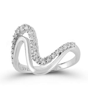 Rachel Zoe 14k Gold Plated Sterling Double Wave Ring - White