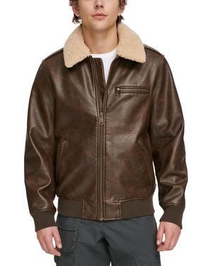 Levi's Sherpa Collar Faux Leather Bomber Jacket - Brown