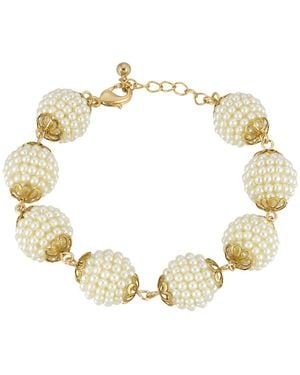2028 Gold-tone Multi Round Imitation Pearl Ball Bracelet - Metallic