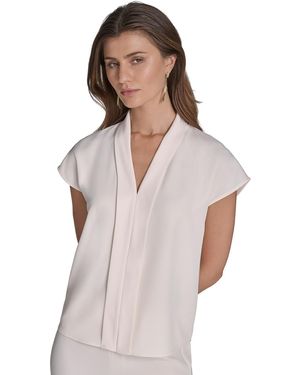 Halston Cap-sleeve V-neck Blouse - White