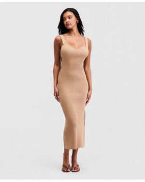 BarIII Metallic Knit Cutout K Dress - White