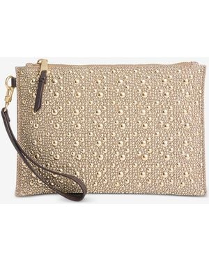 INC International Concepts Molyy Bloom Studded Party Pouch - Natural